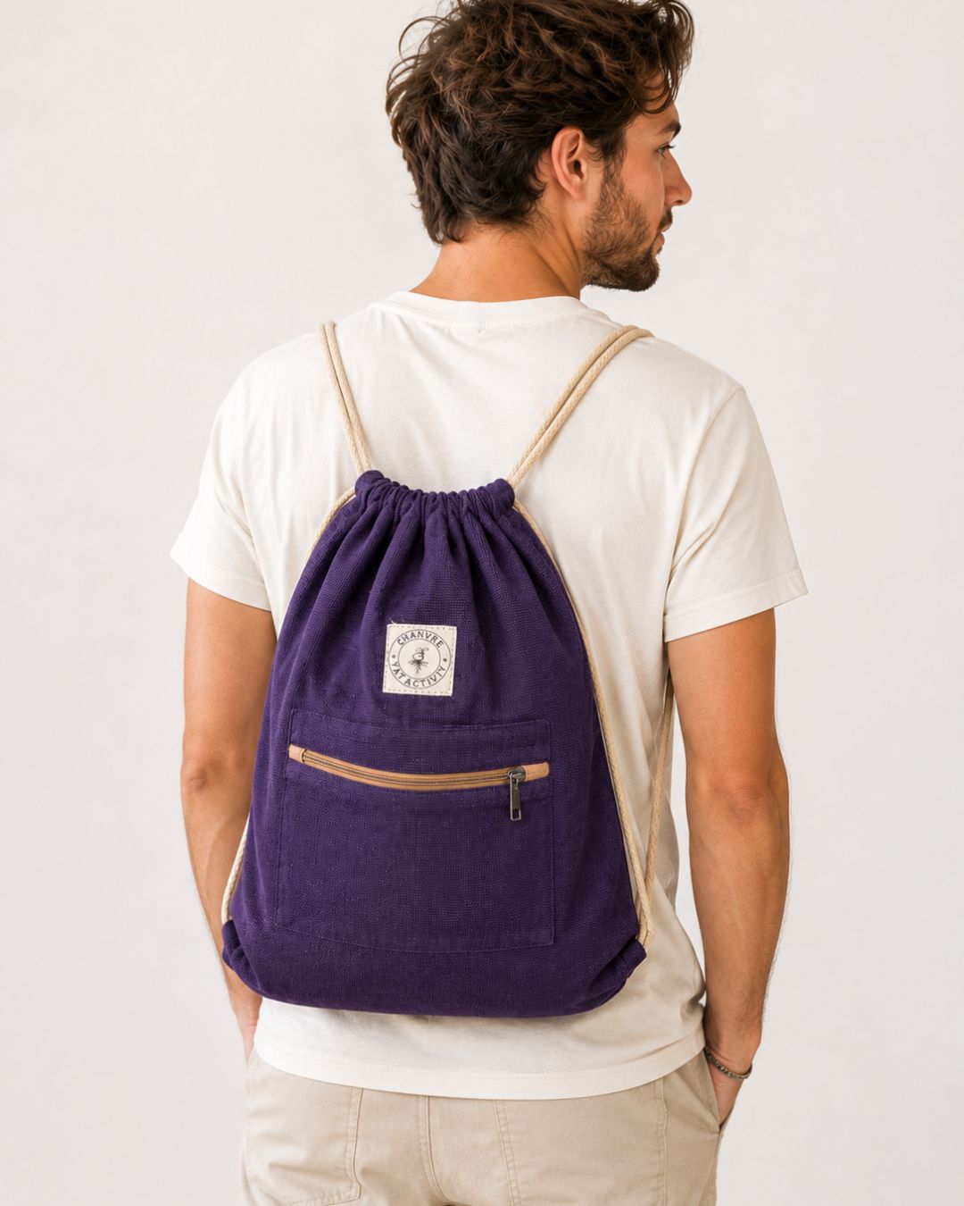 Sac à dos en chanvre violet – Cordon de serrage