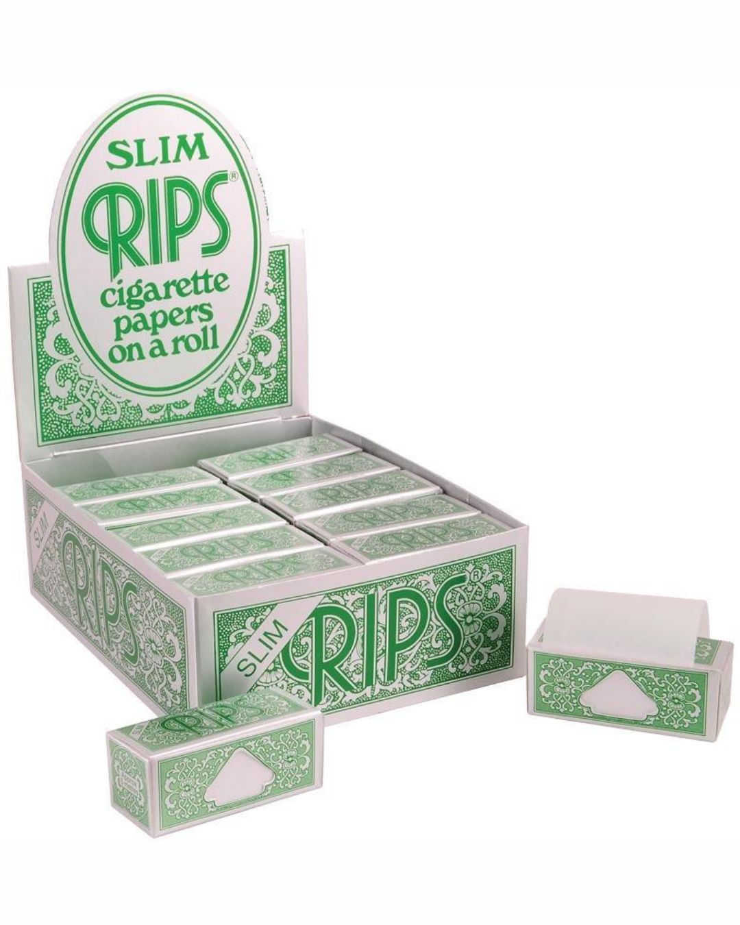 RIPS Slim Green – Boîte de 24 rouleaux de feuilles à rouler 44 mm
