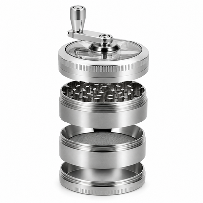 Grinder Premium à Manivelle 4 Parties – Fenêtre Transparente