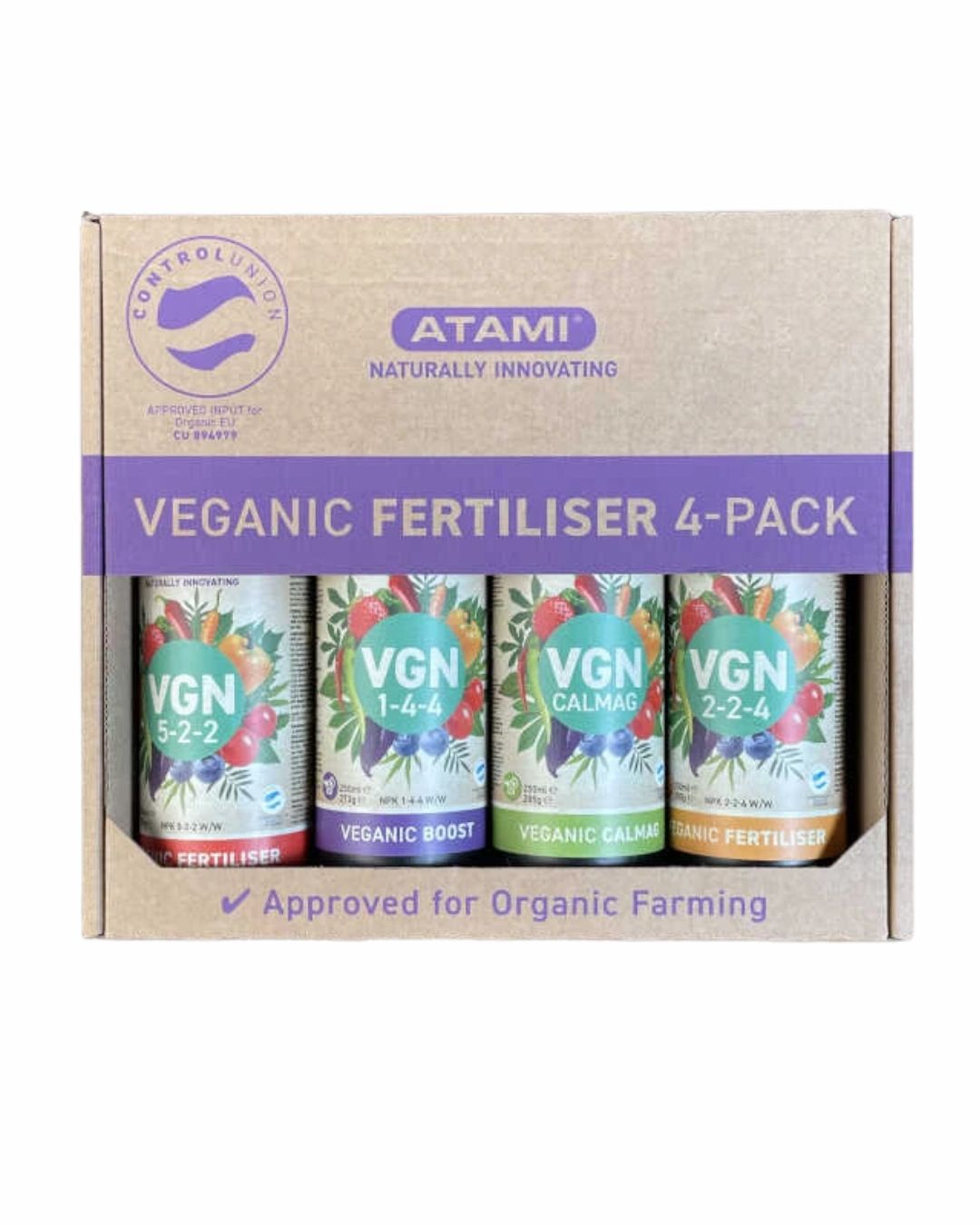 Kit d’engrais organiques Atami VGN Veganic 4 × 250 ml