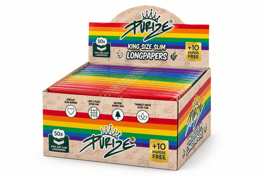 Coffret PURIZE King Size Slim Longpapers contenant 50 carnets plus 10 offerts
