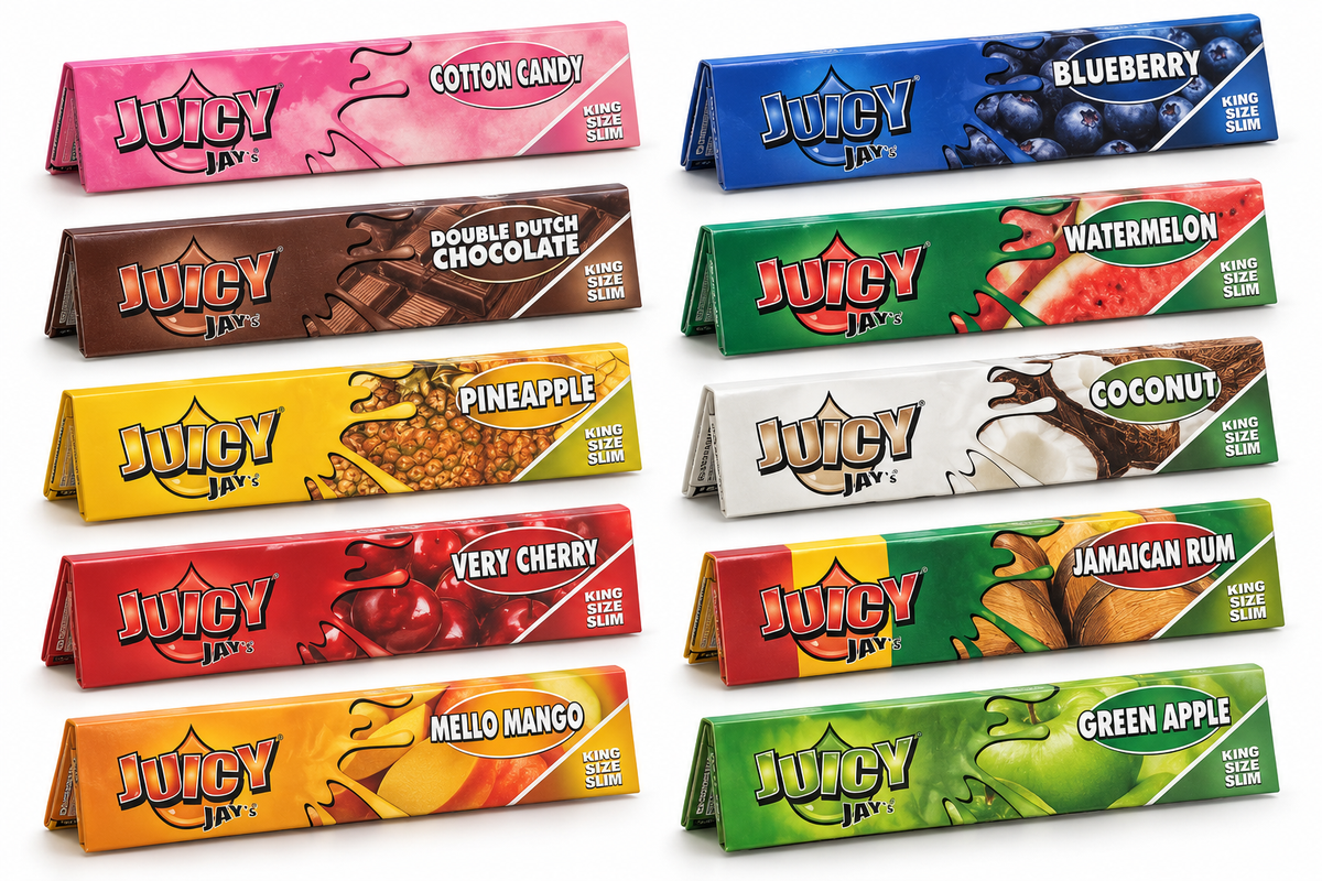 Feuilles Juicy Jay’s King Size Slim aromatisées – plusieurs goûts disponibles