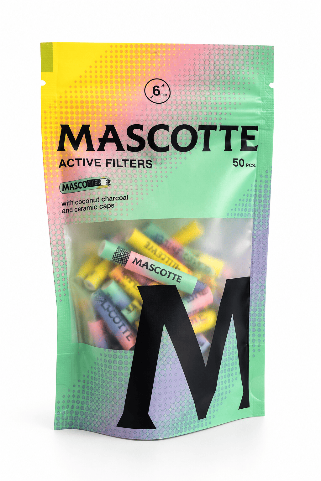 Filtres actifs Mascotte Bright Colors 6 mm – sachet de 50 filtres