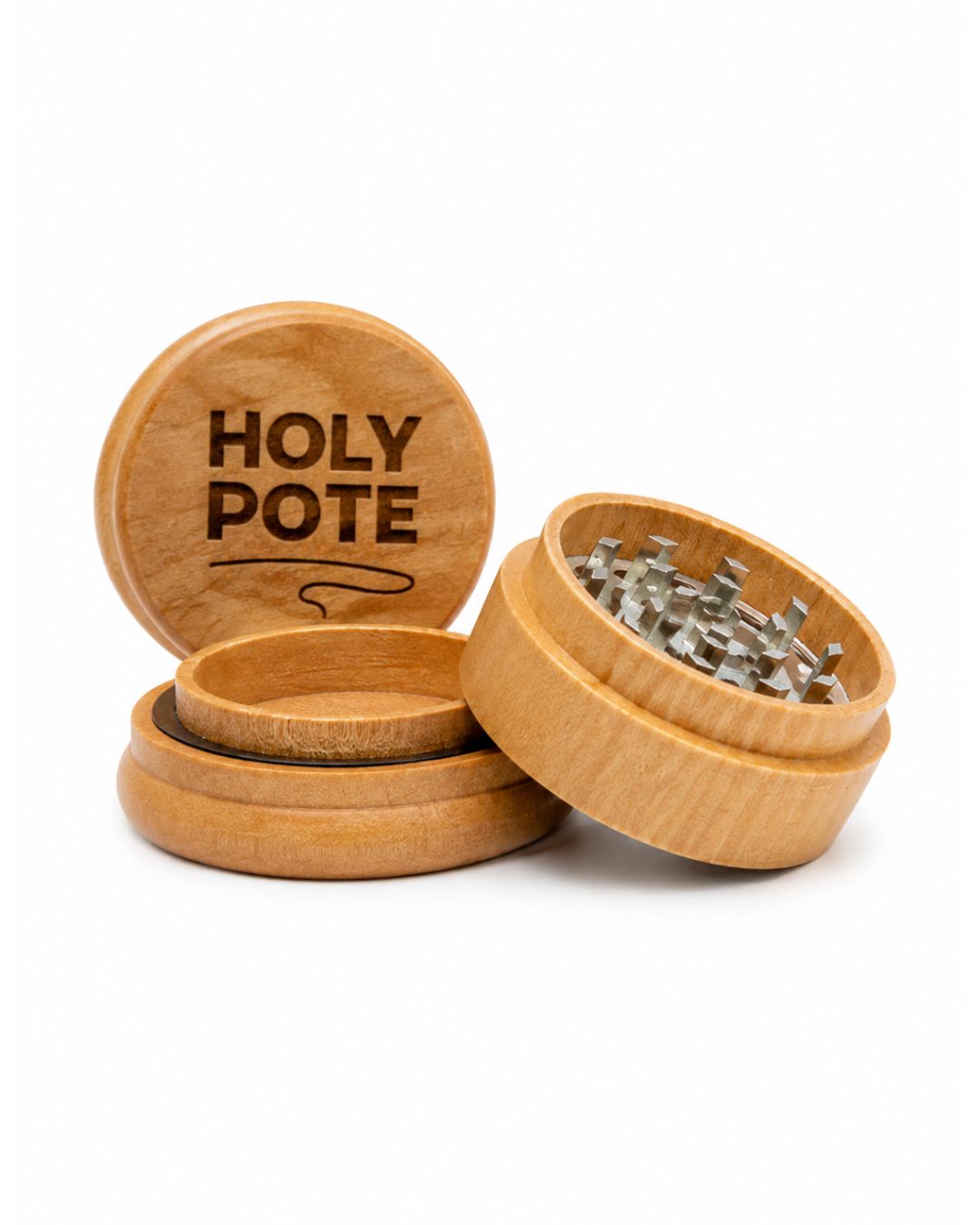 Grinder en Bois HOLYPOTE 4 Parties avec Récupérateur de Pollen