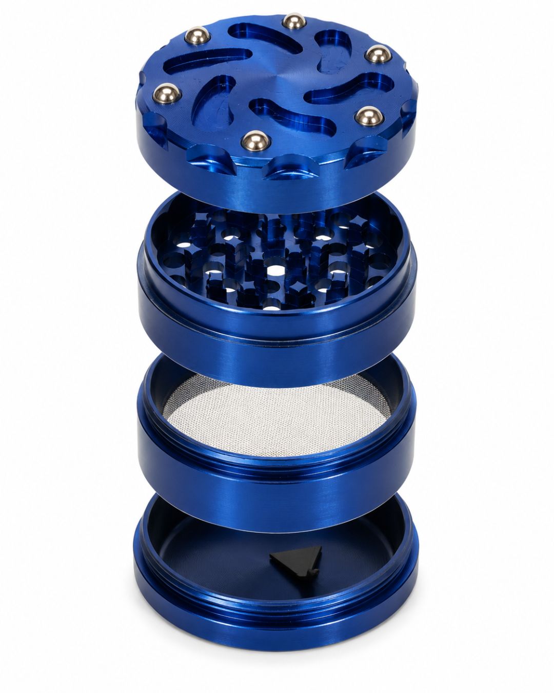 Grinder Métal Bleu Premium 4 Pièces 60 mm – Dents Triple Lame & Tamis à Pollen