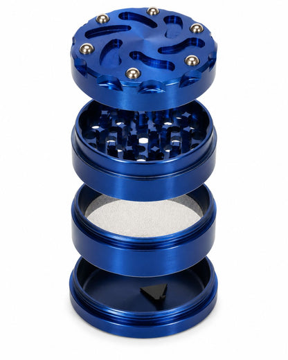 Grinder Métal Bleu Premium 4 Pièces 60 mm – Dents Triple Lame & Tamis à Pollen