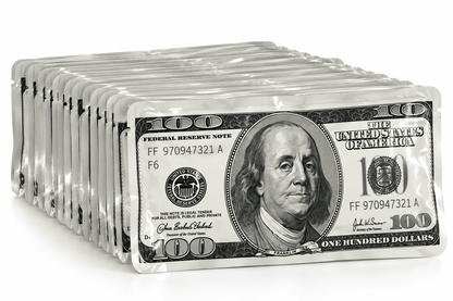 Lot de pochons Billet 100 Dollars – Sachets imprimés effet billet x100