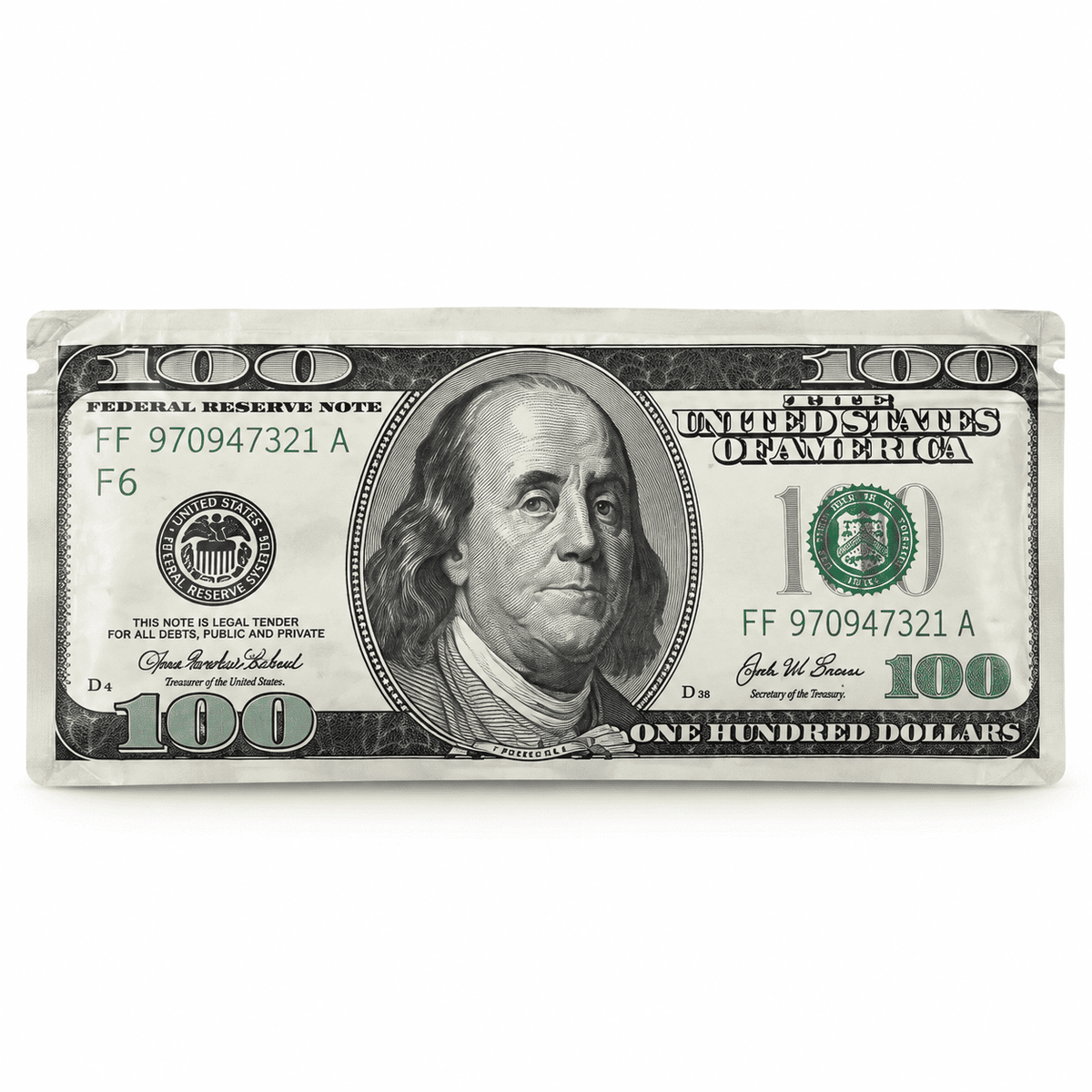 Lot de pochons Billet 100 Dollars – Sachets imprimés effet billet x100