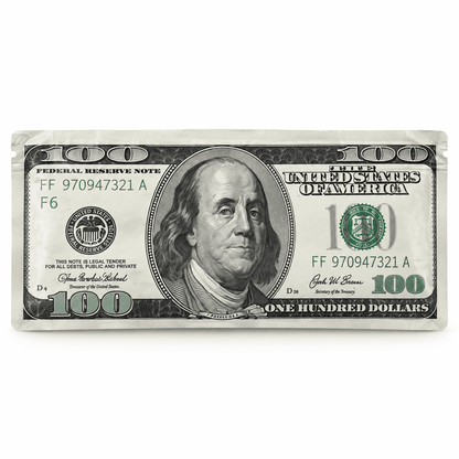 Lot de pochons Billet 100 Dollars – Sachets imprimés effet billet x100