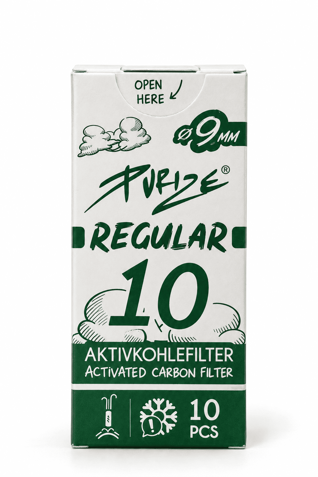 PURIZE Regular Size 9 mm – 10 filtres à charbon actif