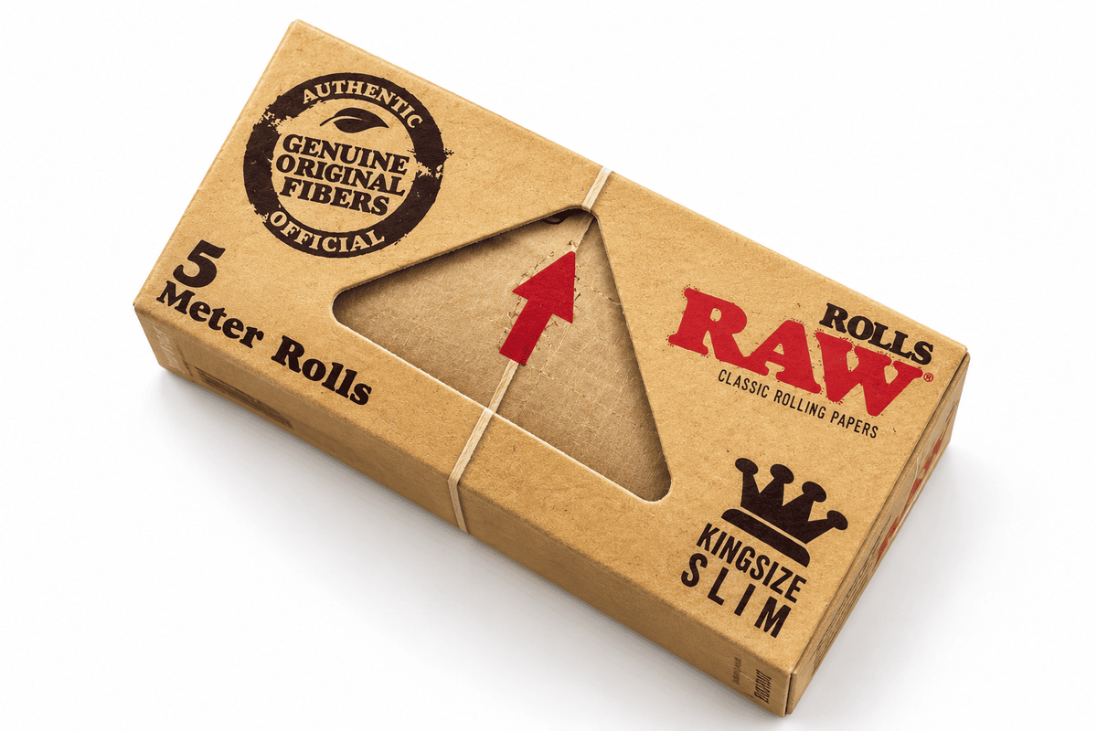 Rouleau RAW Classic Roll 5 mètres King Size Slim dans son packaging