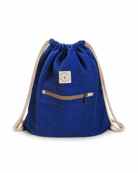 Sac à dos en chanvre bleu foncé – Poche zippée