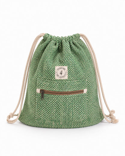 Sac à dos en chanvre vert – Poche zippée