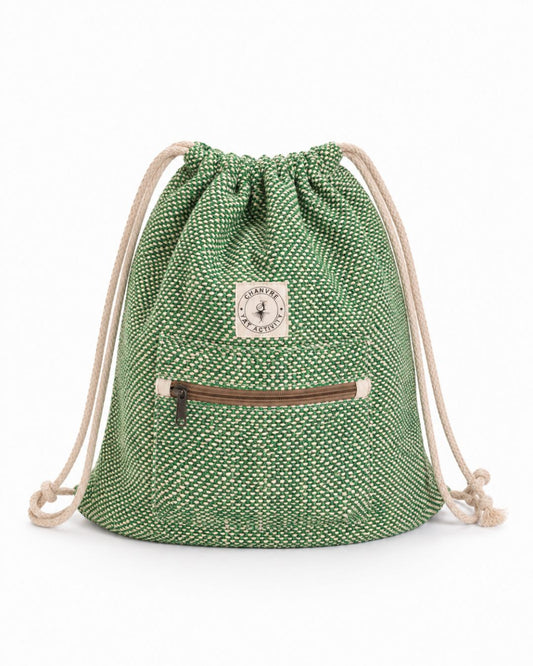 Sac à dos en chanvre vert – Poche zippée
