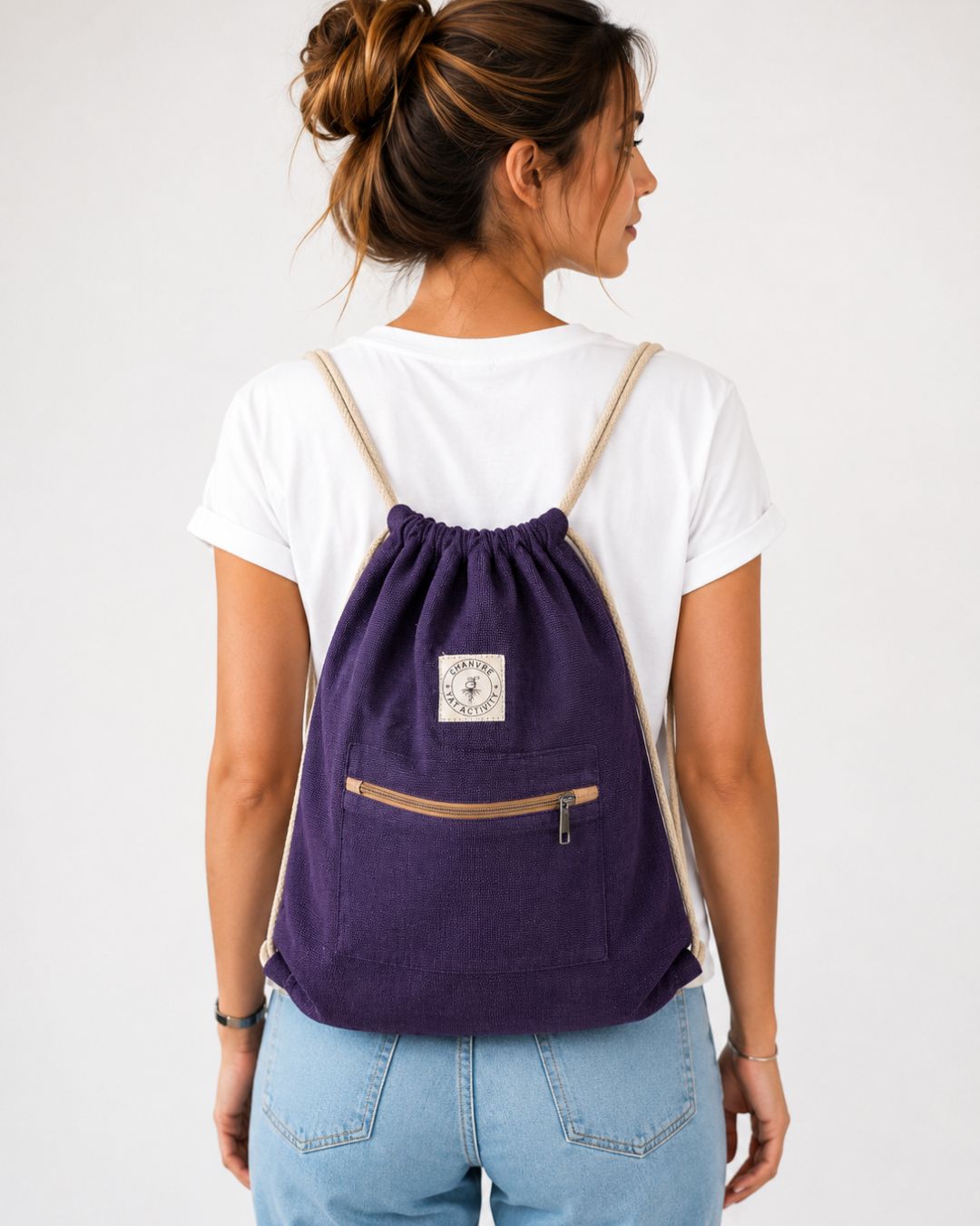 Sac à dos en chanvre violet – Cordon de serrage