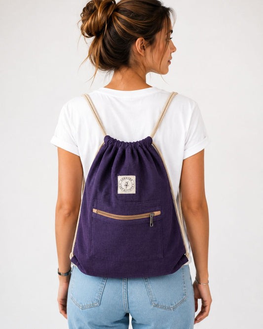 Sac à dos en chanvre violet – Cordon de serrage