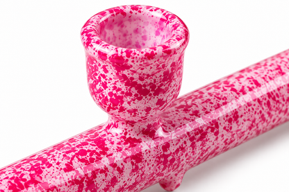 Détail du foyer du steamroller en verre rose et blanc - Holypote